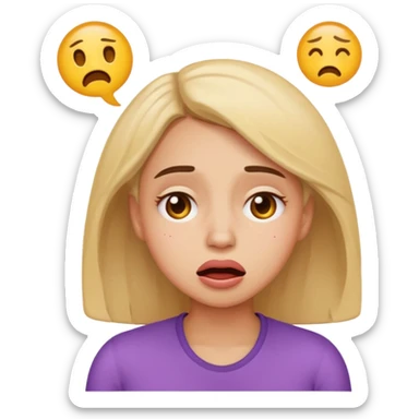 Very exhausted and confused lady emoji but with some humour about it emoji sticker