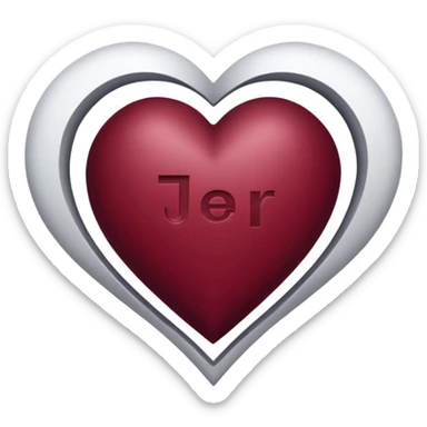 Burgundy heart with the letters Jer in the middle  sticker