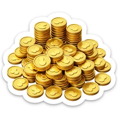 small pile of gold coins, 3D emoji style, shiny gold, no symbols, no text,  sticker
