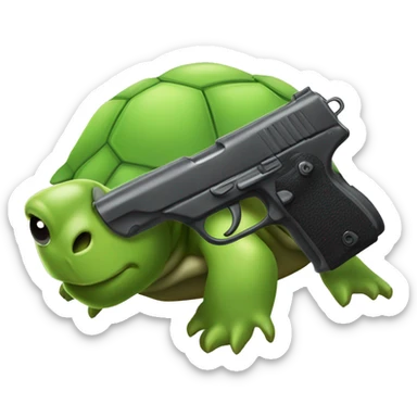 mezcla el emoticono de la pistola con el de la tortuga sticker