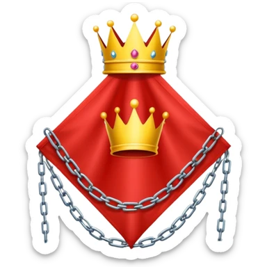 red flag with a crown over  with a yellow square chains inside sticker