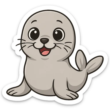 a cute seal with big eyes and a happy expression sticker