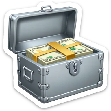 caja fuerte de metal, abierta con dinero sticker