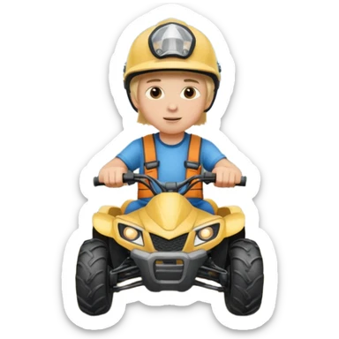 Please make a young blonde boy riding a fourwheeler sticker