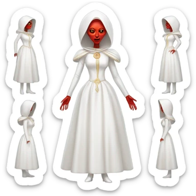 a red alien woman full body in white Romanov dress sticker