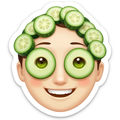 Smiley relaxing wearing cucumbers  sticker