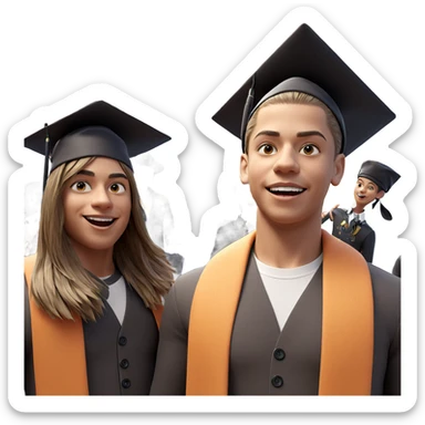 cheerful boys in stylish outfits sticker