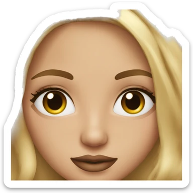 a blonde girl with makeup on and lash extensions and brown highlights  sticker