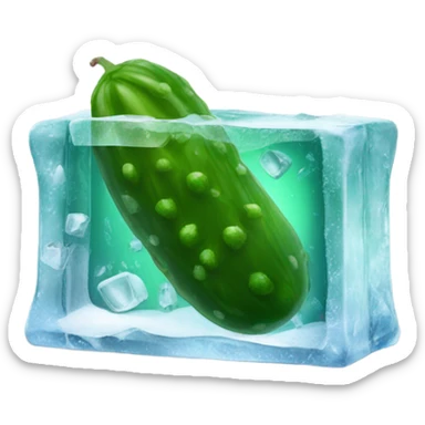 A pickle trapped in an ice block sticker