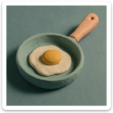 frying pan, soft pastel colors, 3d claymation style sticker