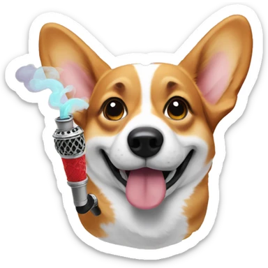 corgi smokes hookah sticker