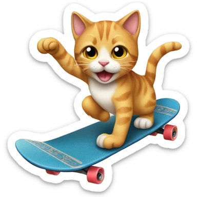 cat skate boarding  sticker