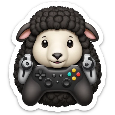 black sheep holding a controller sticker