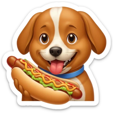 Dog eating hotdog sticker