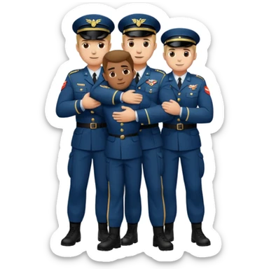 Soldados dando un abrazo de fraternidad sticker
