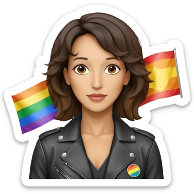 bat signal with jennifer beals plus small gay pride flag sticker