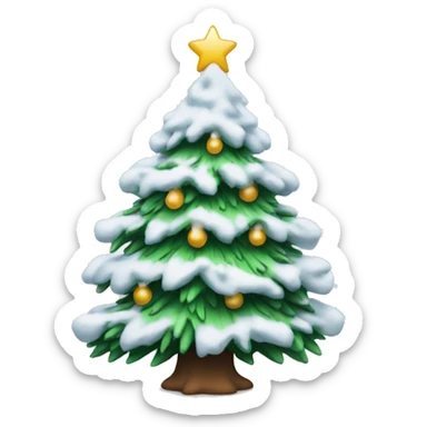 Snow covered Christmas tree sticker