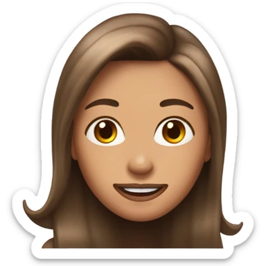 Brunette balayage long hair women silly face sticker