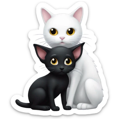 black xenomorph hugs a white cat sticker