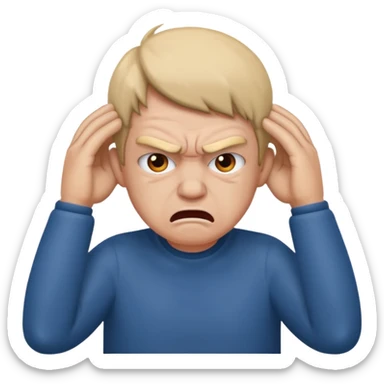 Angry person covering their ears sticker