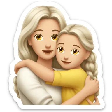 slavic mom and daughter hugging sticker