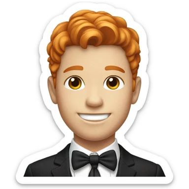smiling boy in formal attire ginger sticker