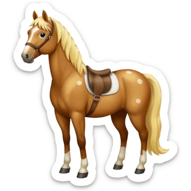a brown horse with white spots and blond mane sticker