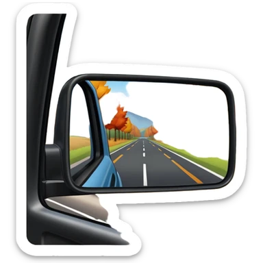 Fall scenery in the rearview mirror of a truck sticker