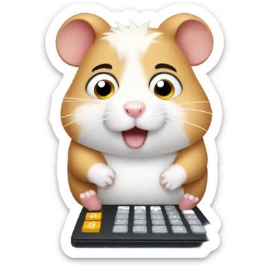 Hamster stressed using calculator sticker