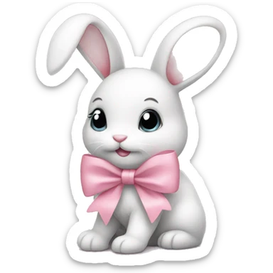 A cute bunny with a lightpink bow  sticker