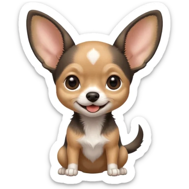 Full White and black Chihuahua - tiny, skinny and big ears sticker