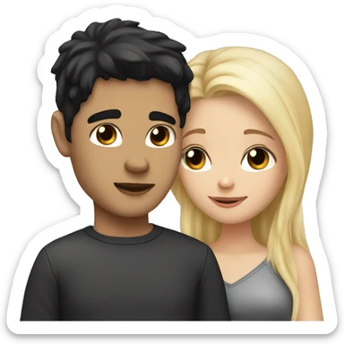 Cuddle lovers white boy with black hair and girl with blonde hair  sticker