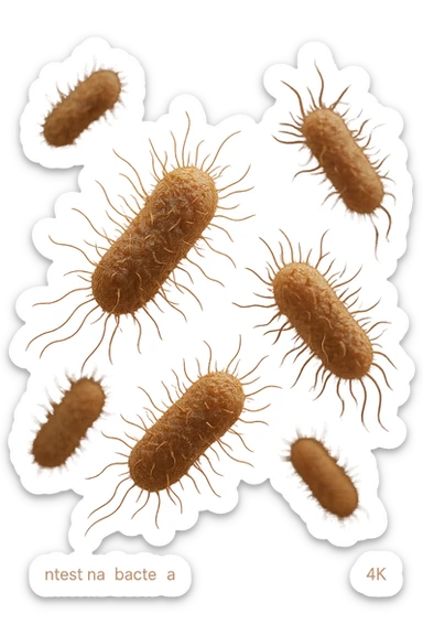 6 batteri intestinali iperrealistici sul bordeaux fluttuano in aria, iperrealistico 4k sticker