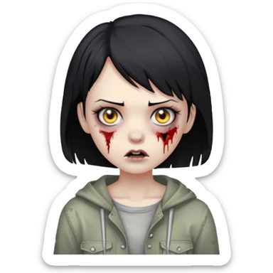 Zombie girl with very short hair sticker