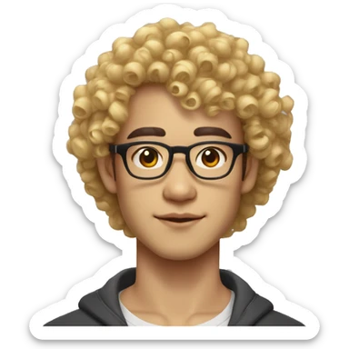 Vietnamese Yellow skin Curly hair premlock Wearing glasses Male Bushy eyebrows Double eyelids Pointed eyes Moderately thick lips sticker