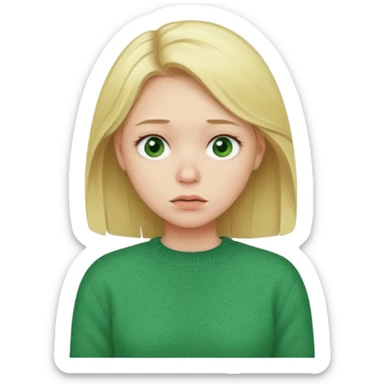 blonde girl has sore throat in green sweater sticker
