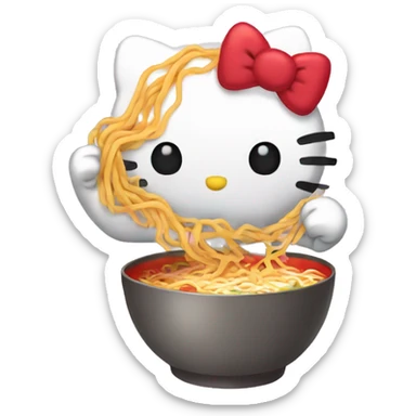 hello kitty eating ramen angry sticker