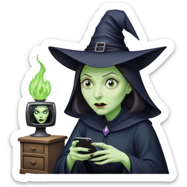 Wicked witch watching TV sticker