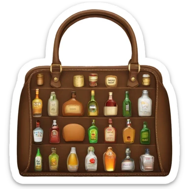 purse with liquor bottles inside sticker