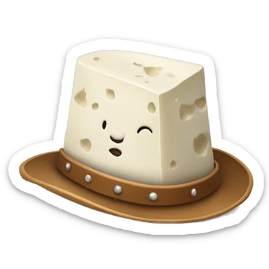 feta cheese with cowboy hat sticker