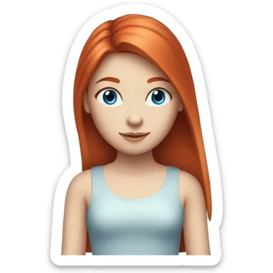  girl with straight red hair and blue eyes, fair skin sticker