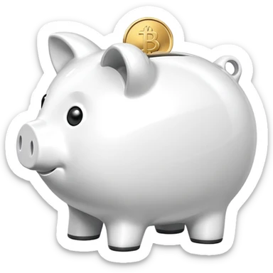 white piggy bank with a coin sticker