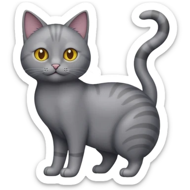 lean grey cat with full body sticker