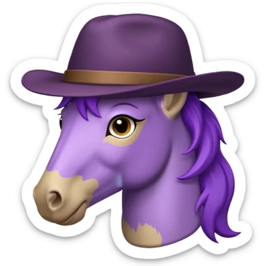 purple horse with brown hat sticker