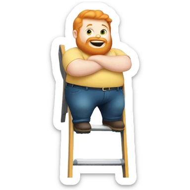 Fat ginger man on a ladder sticker
