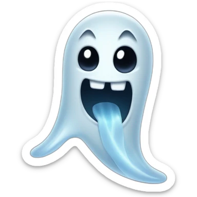 a funny little ghost who sticks out his tongue sticker