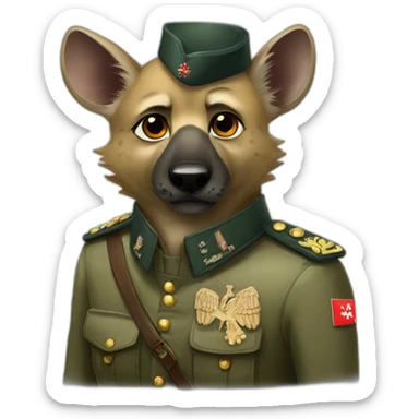 polish nationalist hyena wearing military uniform sticker