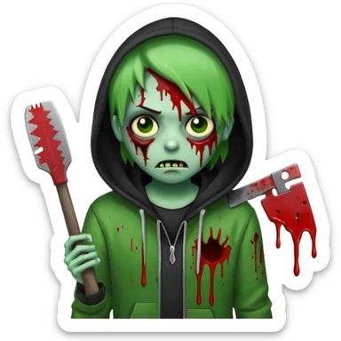 trap hood zombie emoji with saw and drip and emo sticker