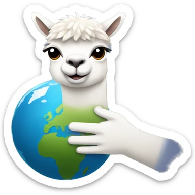 Multiple/an alpaca holding the raining earth in his hands sticker