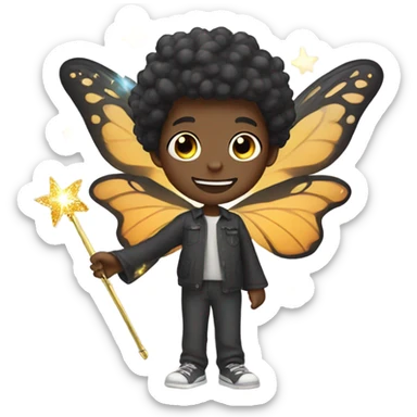 black boy fairy with wand sticker